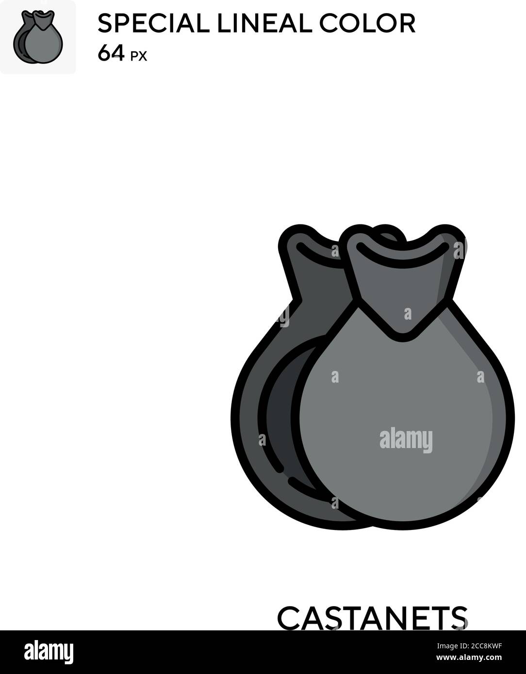Castanets icône spéciale de vecteur de couleur de ligne. Modèle de conception de symbole d'illustration pour élément d'interface utilisateur Web mobile. Illustration de Vecteur