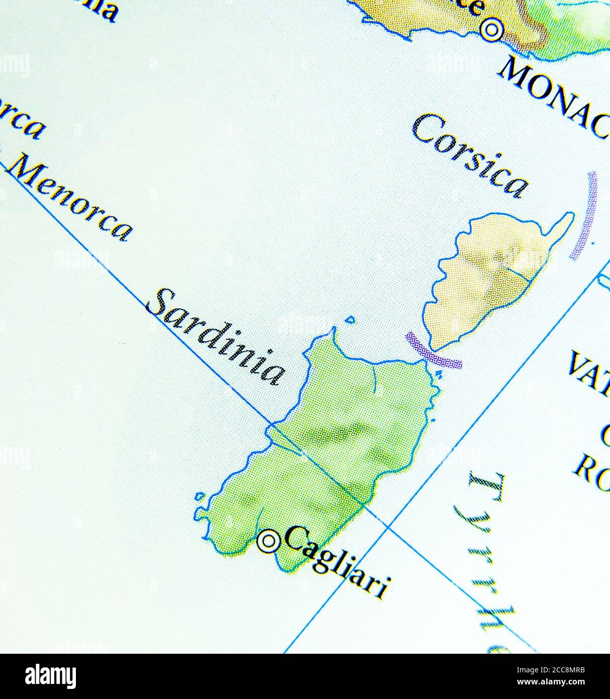 Carte géographique du pays européen Italie avec l'île de Sardaigne Banque D'Images
