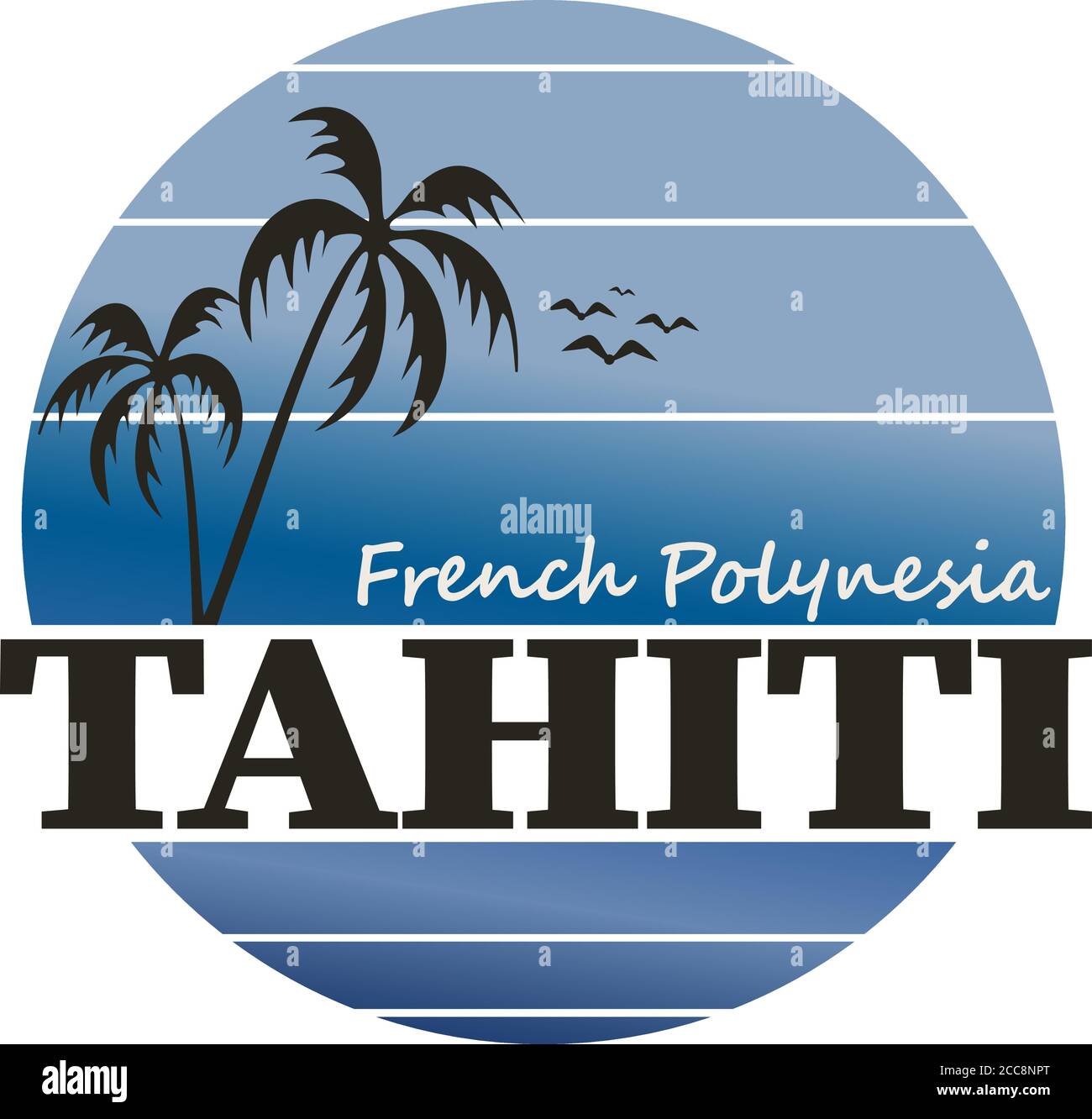 Îles Tahiti, arrière-plan avec plage, palmiers et océan. Vecteur. Illustration de Vecteur