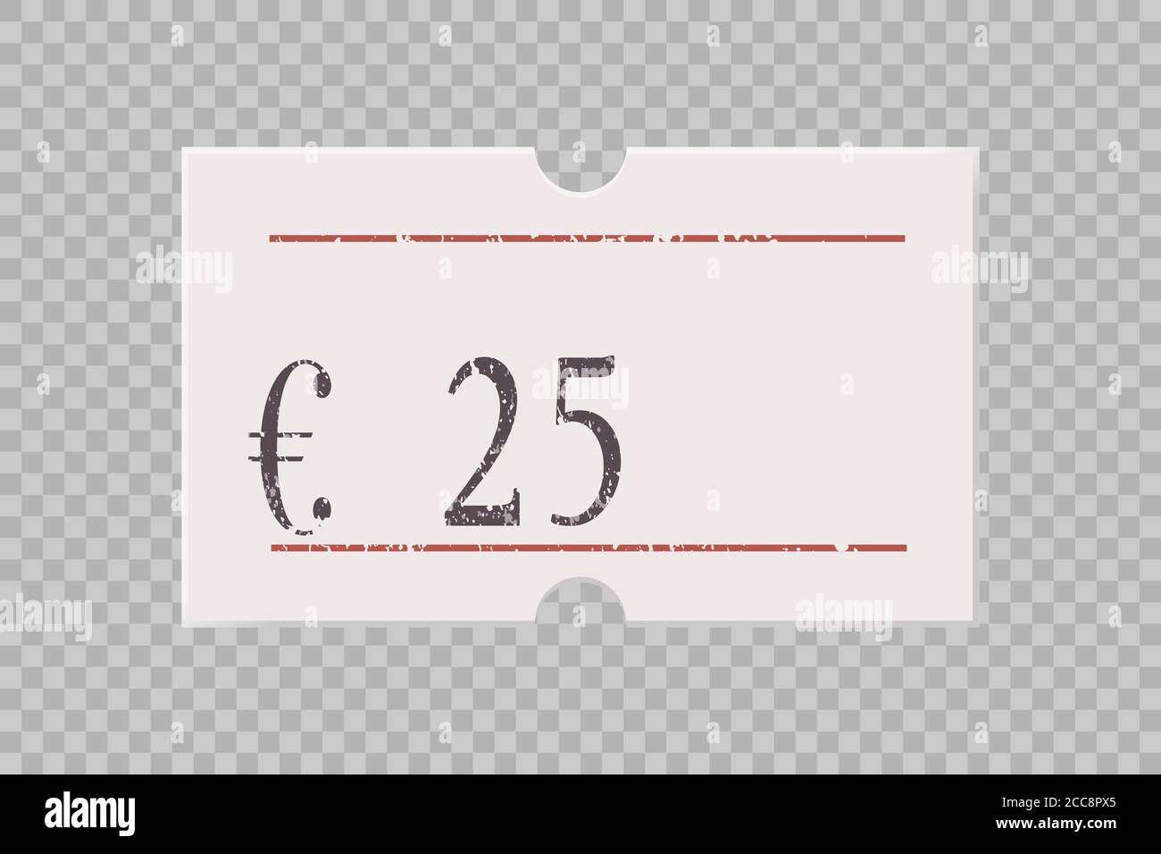 Étiquette de prix en euros avec chiffres isolés sur fond transparent. Autocollant, étiquette, badge en papier pour différents produits et produits. Vecteur réaliste Illustration de Vecteur