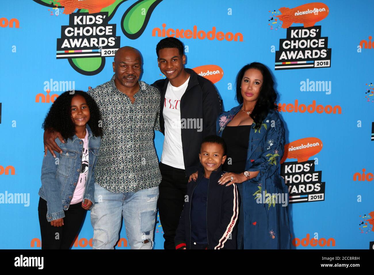 LOS ANGELES - 24 MARS : Milan Tyson, Mike Tyson, Miguel Leon Tyson, Morocco Tyson, Lakiha Spicer au Kidd's Choice Awards 2018 au Forum le 24 mars 2018 à Inglewood, Californie Banque D'Images