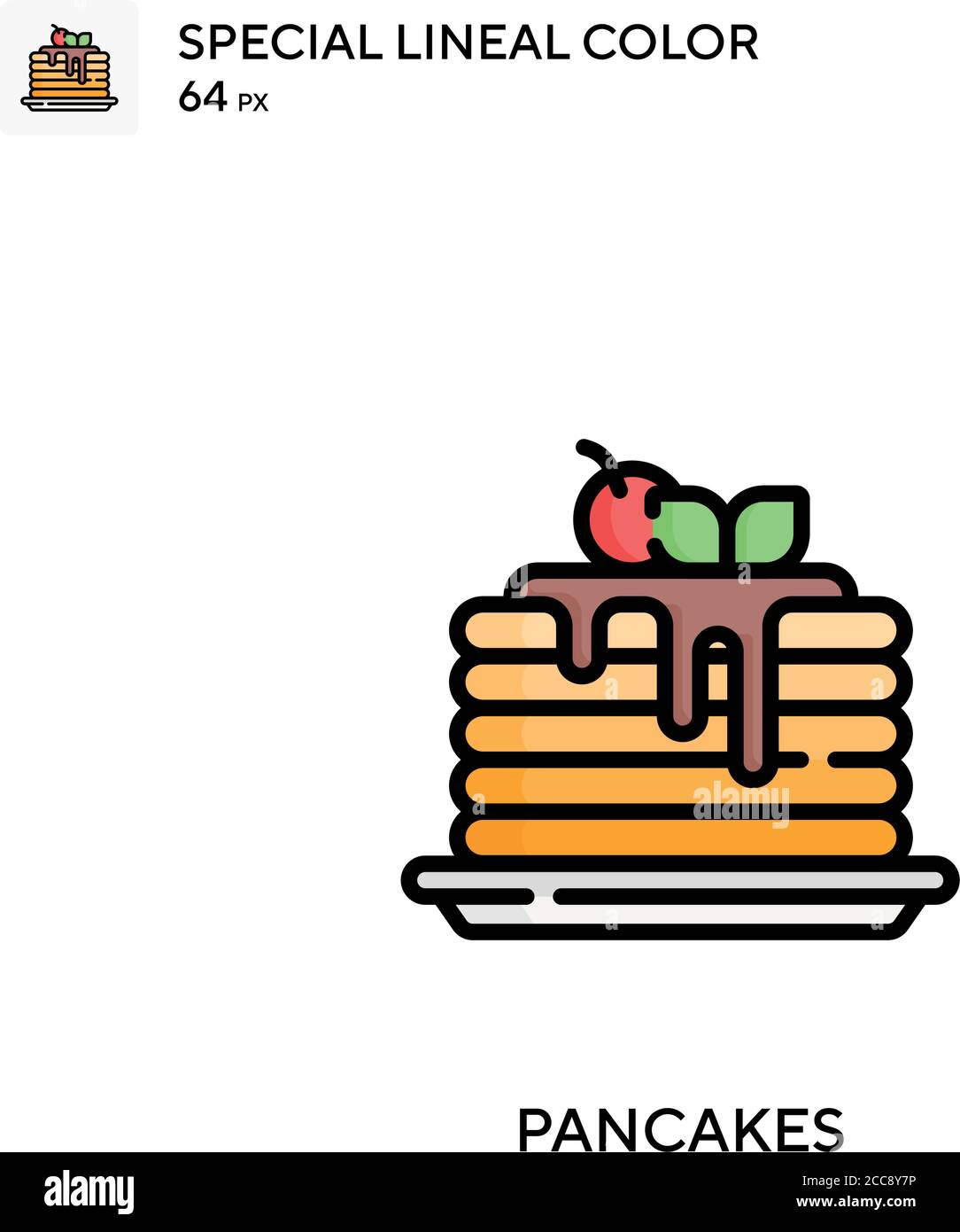 Pancakes icône spéciale de vecteur de couleur de lineal. Modèle de conception de symbole d'illustration pour élément d'interface utilisateur Web mobile. Illustration de Vecteur