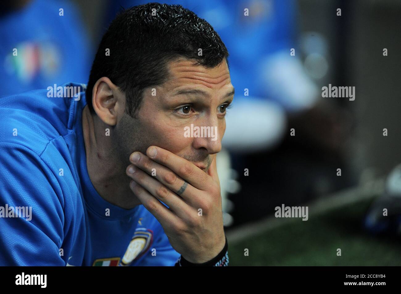 Milan, Italie , 20 avril 2010, 'G.MEAZZA SAN SIRO' Stadium, UEFA Champions League 2009/2010, FC Inter - FC Barcelone: Marco Materazzi avant le match Banque D'Images