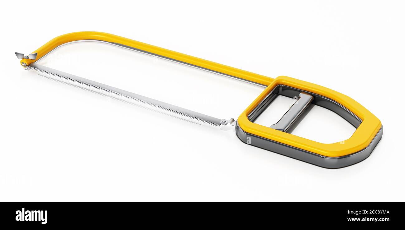 Scie de coupe isolée sur fond blanc. Illustration 3D. Banque D'Images