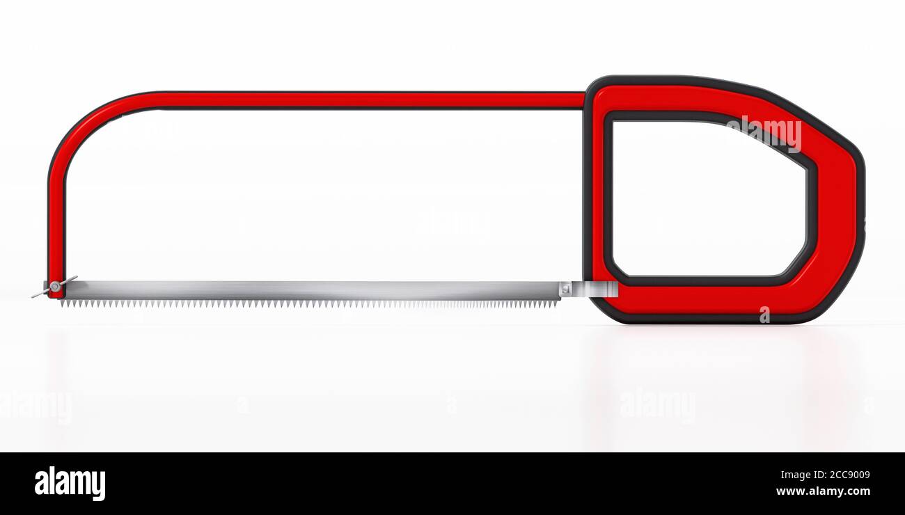 Scie de coupe isolée sur fond blanc. Illustration 3D. Banque D'Images