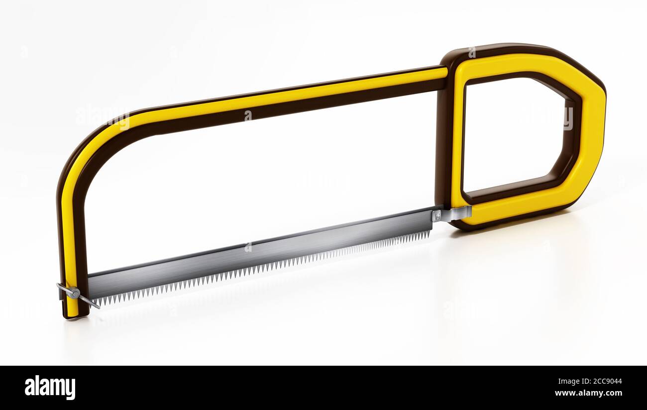 Scie de coupe isolée sur fond blanc. Illustration 3D. Banque D'Images