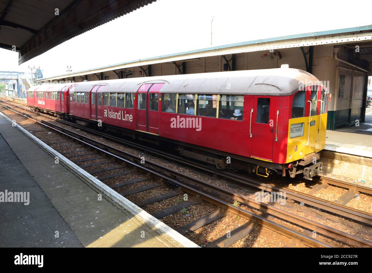 Un vieux train de métro de Londres sur l'île de Wight Banque D'Images