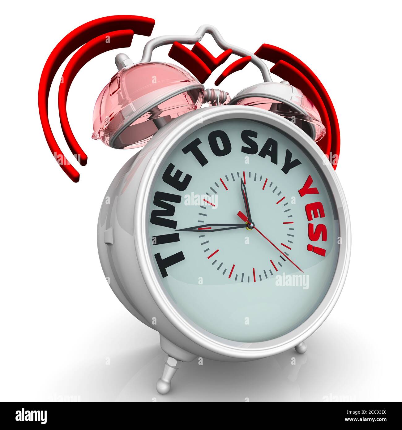Il est temps de dire OUI ! Le réveil avec une inscription. Réveil avec les mots HEURE POUR DIRE OUI!. Illustration 3D Banque D'Images Il est temps de dire OUI ! Le réveil avec une inscription. Réveil avec les mots HEURE POUR DIRE OUI!. Illustration 3D Banque D'Images