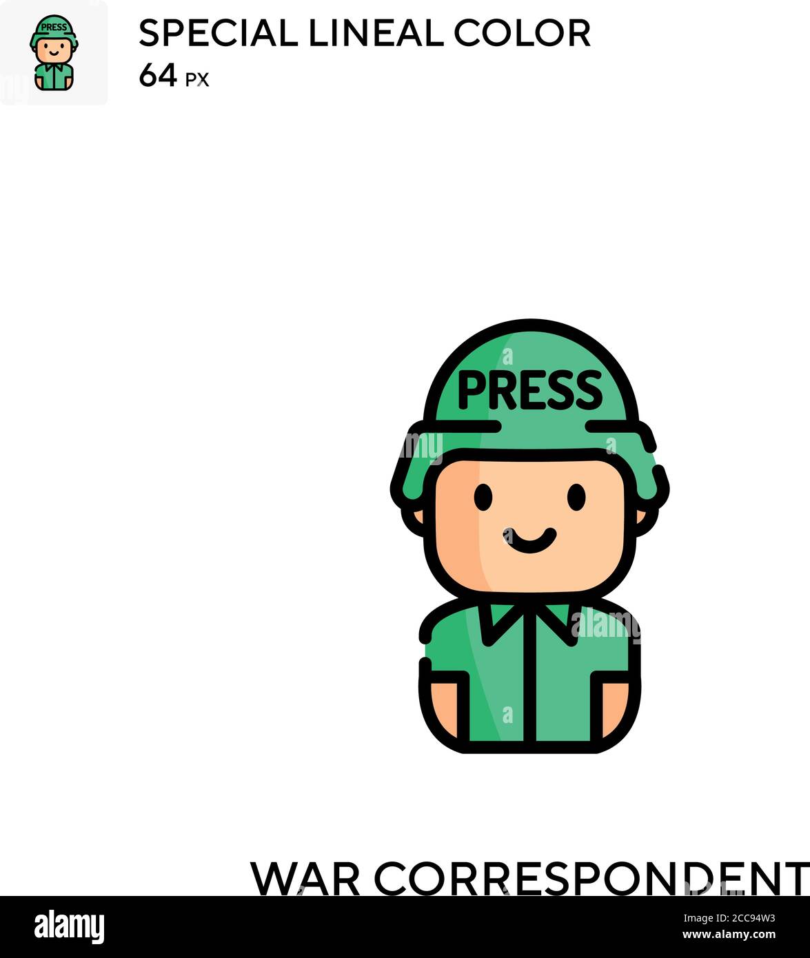 Correspondant de guerre icône spéciale de vecteur de couleur de ligne. Modèle de conception de symbole d'illustration pour élément d'interface utilisateur Web mobile. Illustration de Vecteur