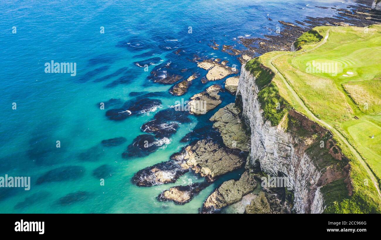 Côte de Flamborough et mer du Nord Banque D'Images