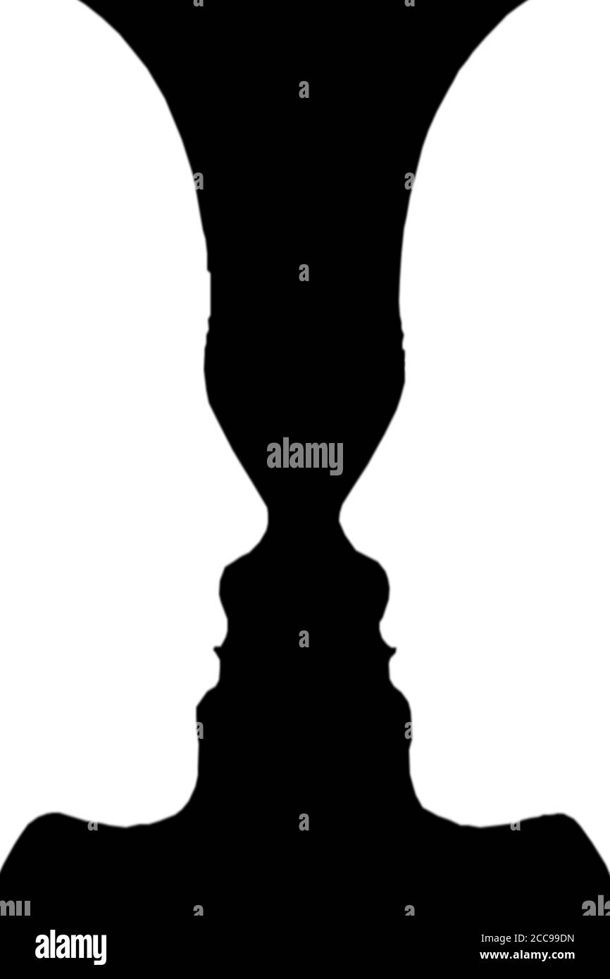 La figure de la perception, visage et vase. Figure-terrain de l'organisation. Groupement perceptuel. La psychologie de la Gestalt dans l'identification d'une figure de l'arrière-plan Banque D'Images