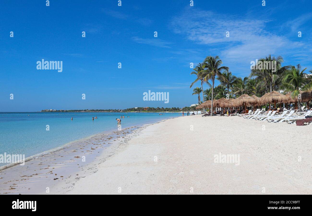 TULUM, QUINTANA ROO, MEXIQUE - 23 juillet 2019: Akumal Beach est un site populaire pour les visiteurs qui voyagent à la Riviera Maya du Mexique et offre des excursions de plongée libre Banque D'Images TULUM, QUINTANA ROO, MEXIQUE - 23 juillet 2019: Akumal Beach est un site populaire pour les visiteurs qui voyagent à la Riviera Maya du Mexique et offre des excursions de plongée libre Banque D'Images