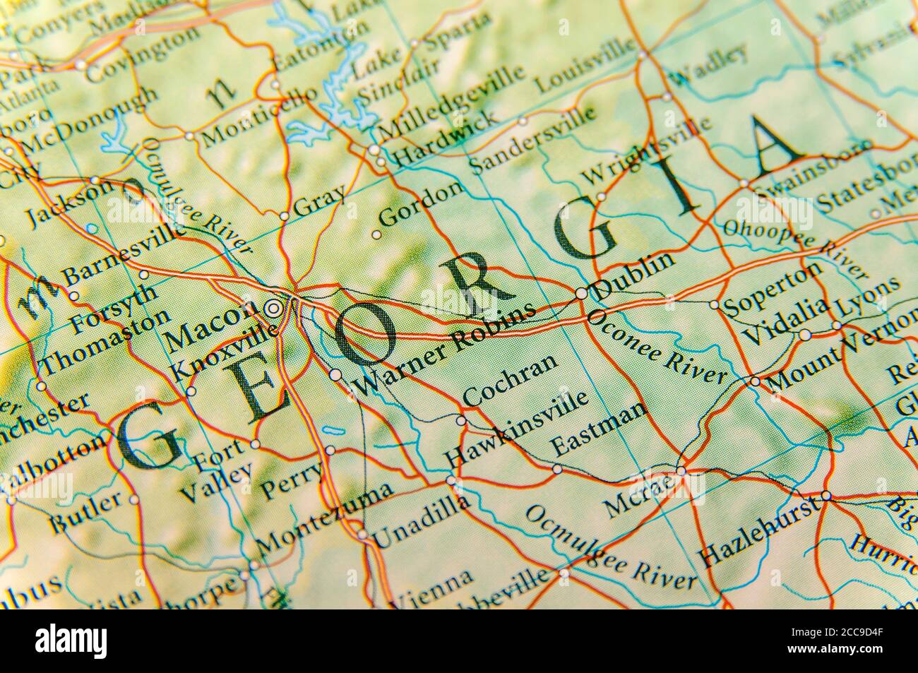 Carte géographique de la Géorgie fermer Banque D'Images