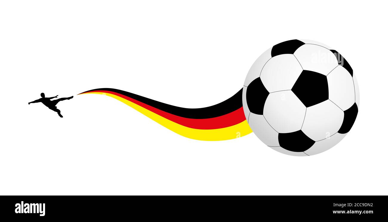 Illustration d'un joueur de football avec le drapeau de l'Allemagne isolé sur un fond blanc Banque D'Images