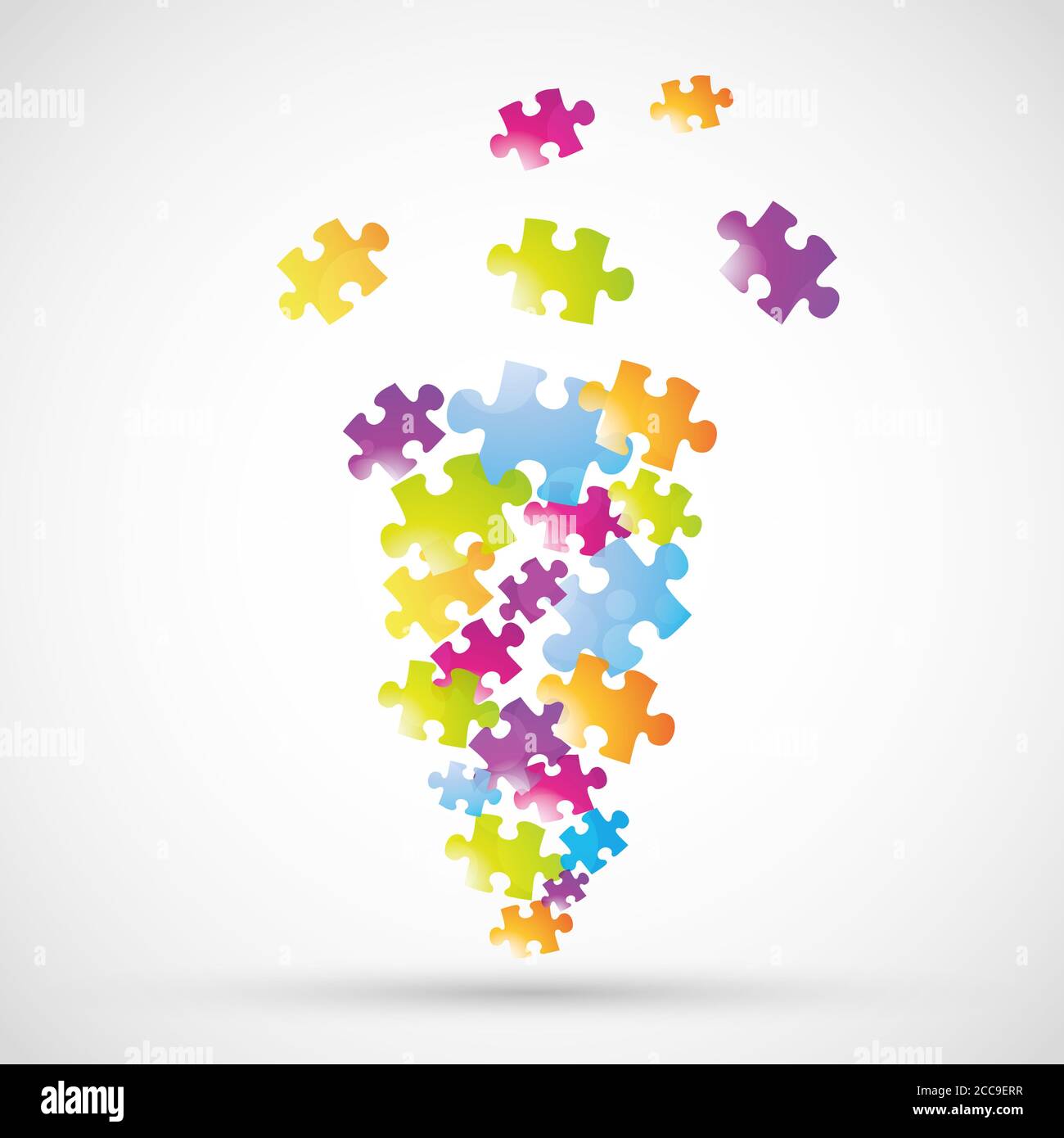 Illustration de puzzles colorés tombant dans un espace Banque D'Images