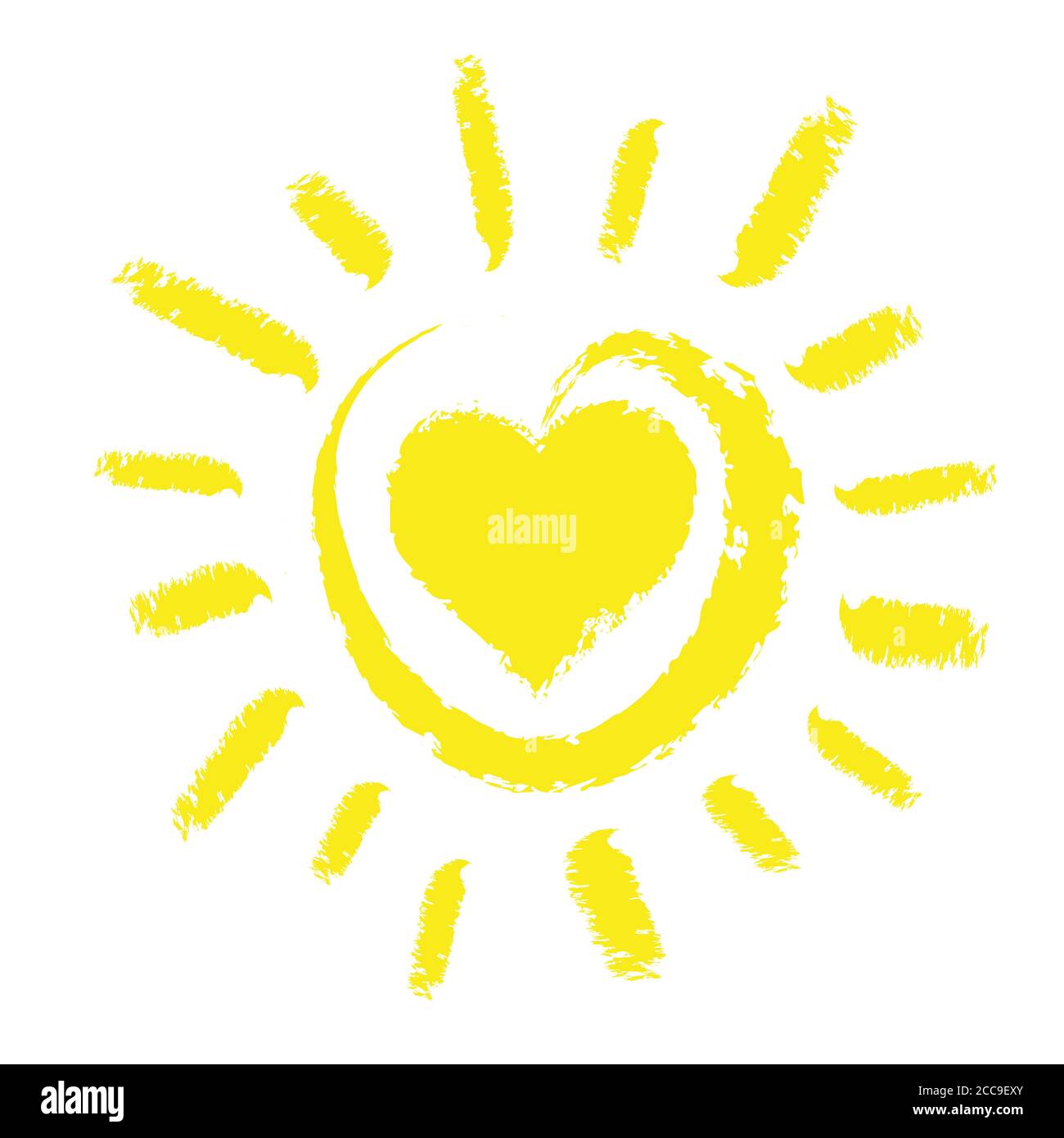 Illustration d'un dessin de soleil avec un coeur isolé sur un arrière — free download