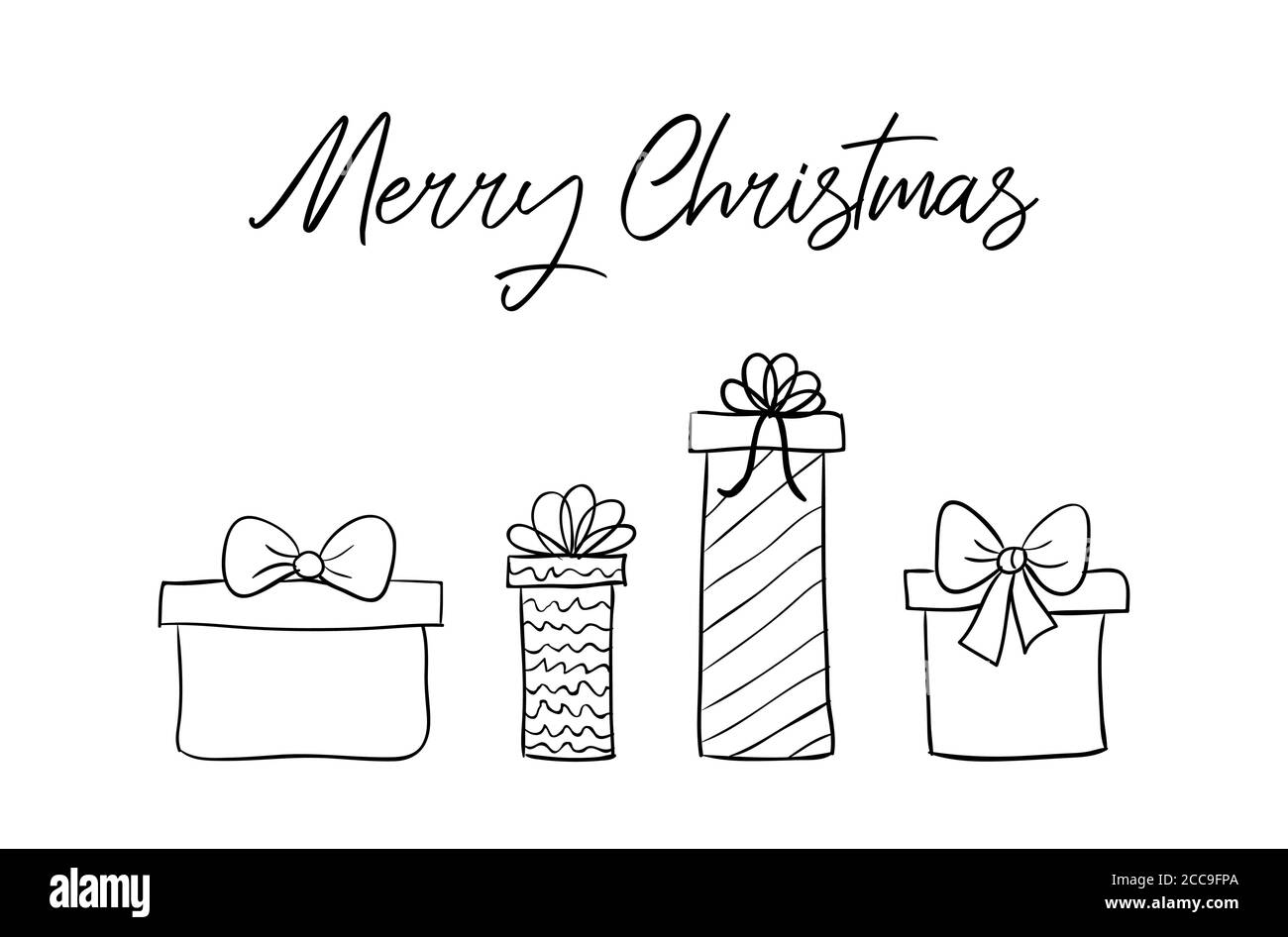 Carte de vœux de Noël avec boîtes cadeaux dessinées à la main Illustration de Vecteur