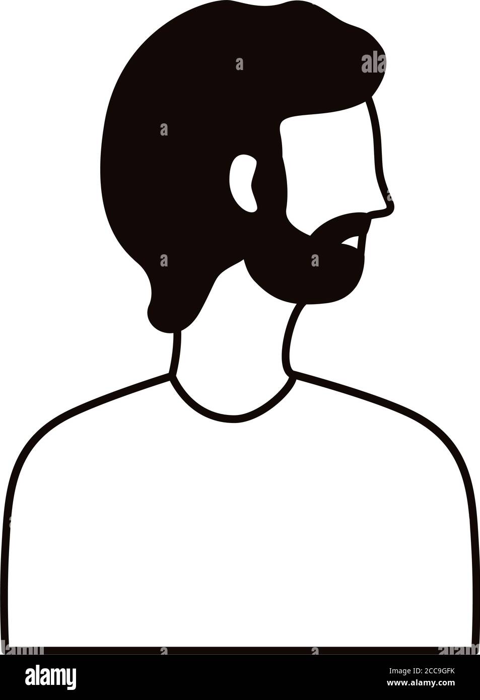 jeune homme avec avatar de profil de barbe icône de style de ligne de ...