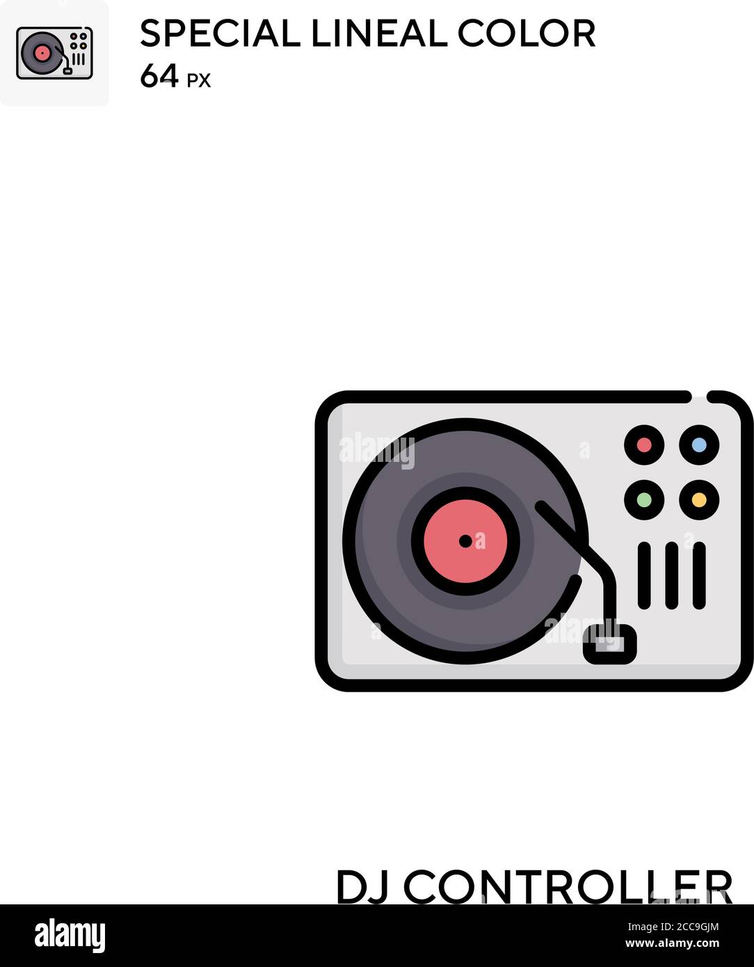 DJ Controller icône spéciale de vecteur de couleur linéaire. Modèle de conception de symbole d'illustration pour élément d'interface utilisateur Web mobile. Illustration de Vecteur