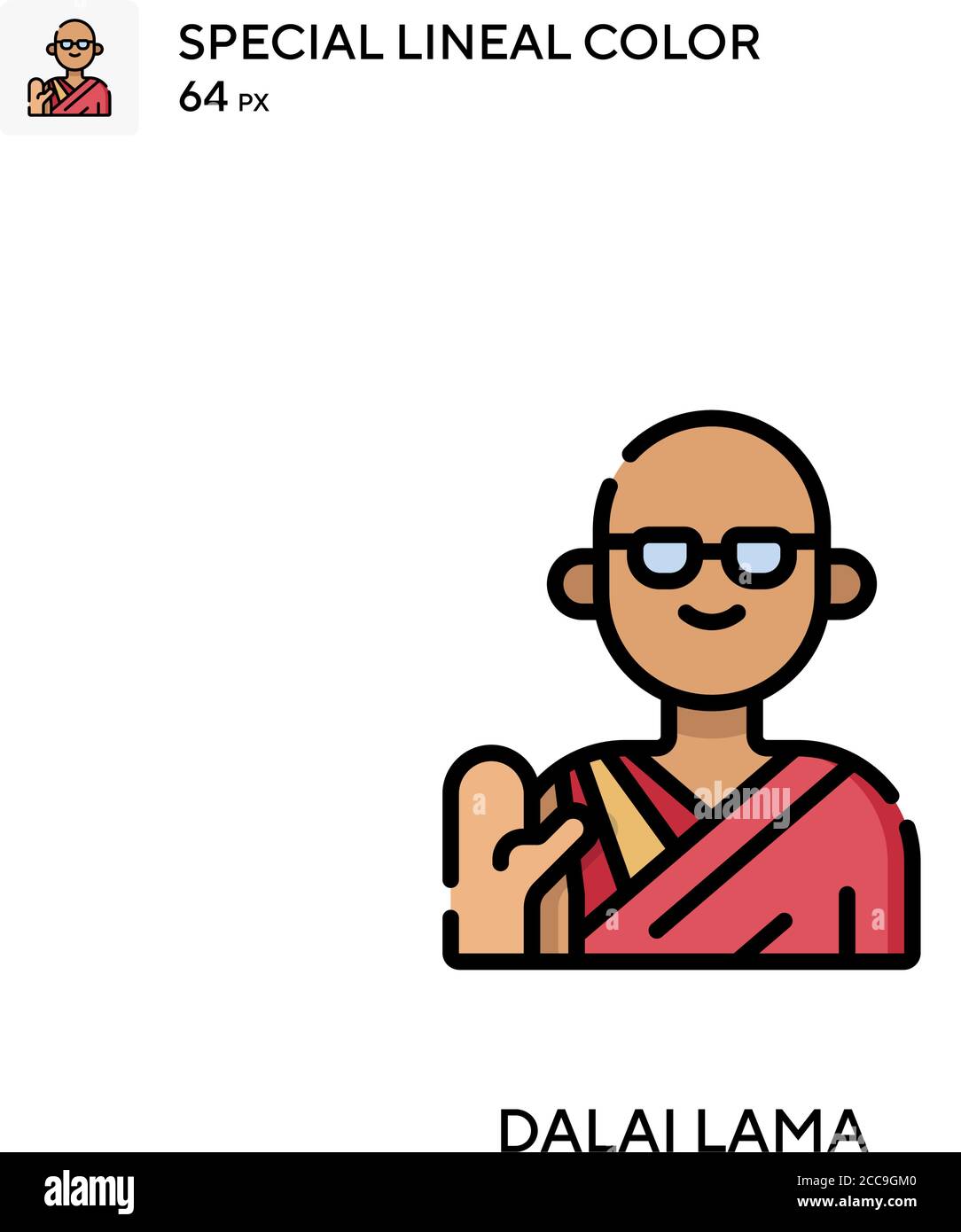 Dalaï lama icône spéciale de vecteur de couleur de ligne. Modèle de conception de symbole d'illustration pour élément d'interface utilisateur Web mobile. Illustration de Vecteur