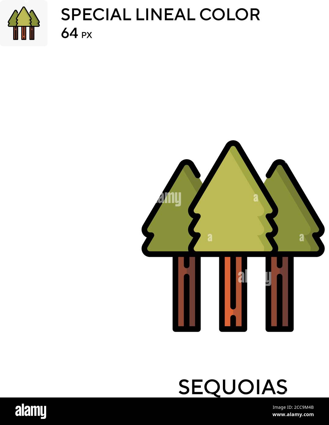 Sequoias icône de vecteur de couleur spécial linéaire. Modèle de conception de symbole d'illustration pour élément d'interface utilisateur Web mobile. Illustration de Vecteur