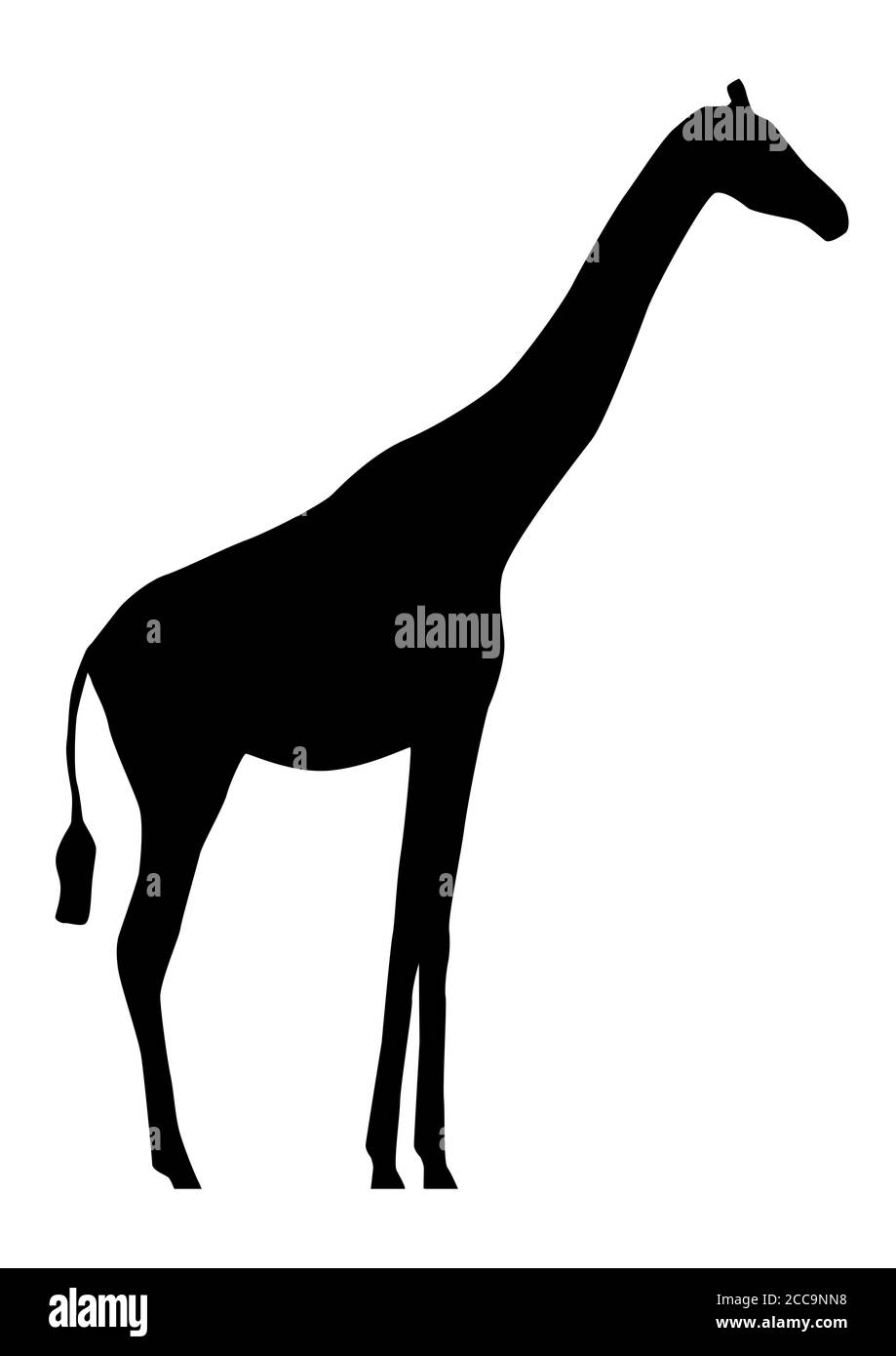 Illustration numérique d'une icône représentant une silhouette de girafe noire sur un arrière-plan blanc Banque D'Images