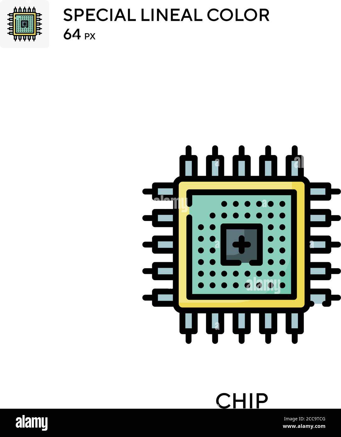 Chip icône de vecteur de couleur spécial de l'épaisseur de ligne. Modèle de conception de symbole d'illustration pour élément d'interface utilisateur Web mobile. Illustration de Vecteur