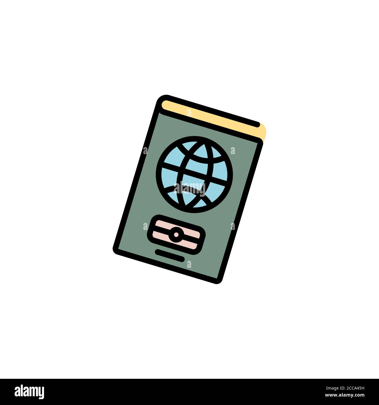 Icône de couleur passeport ligne fine, linéaire, contour. Signe simple, logo. Icône de ligne de passeport étrangère. Visa, document, arrivée. Concept de maison de douane. Citoyen Illustration de Vecteur