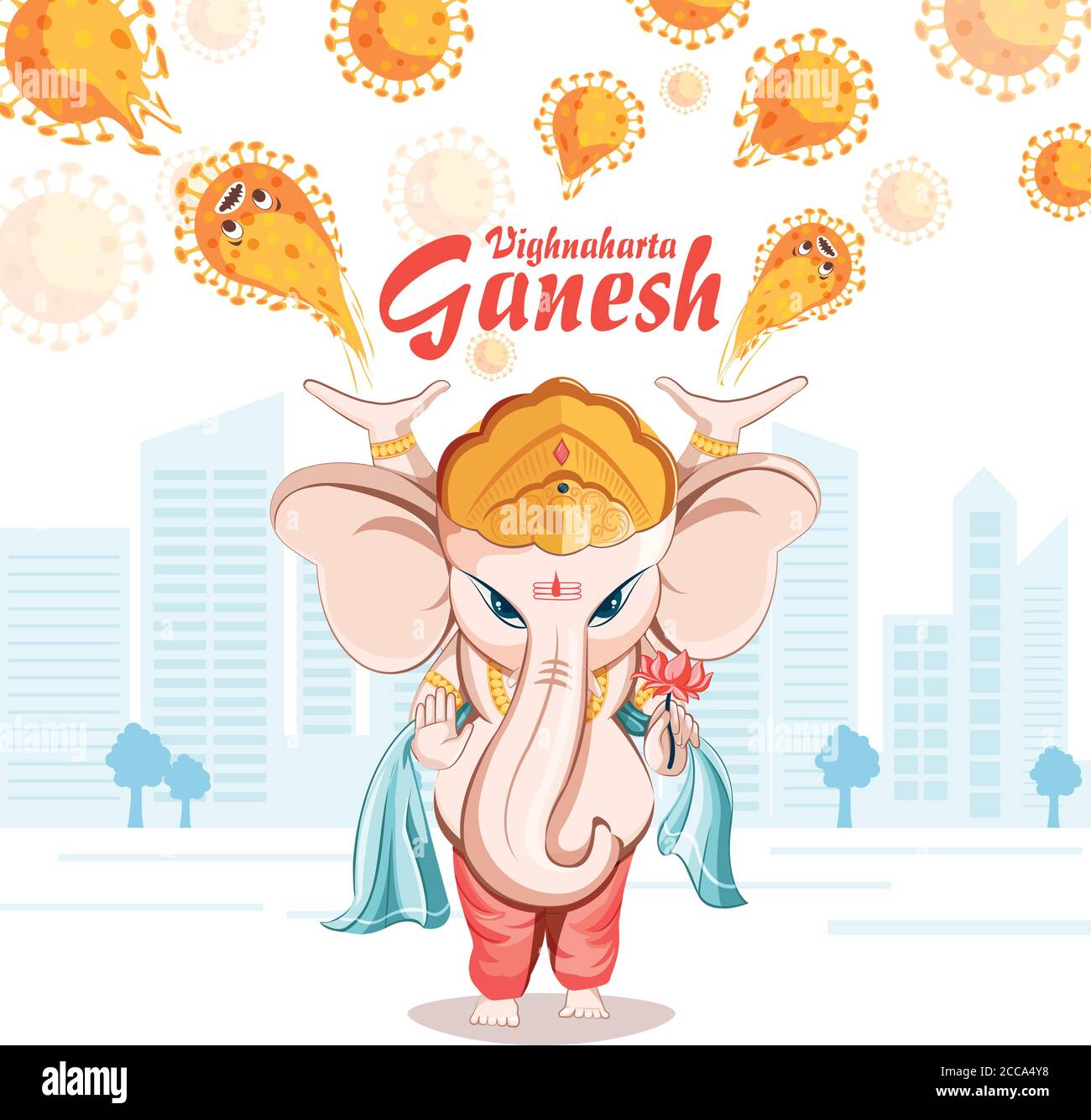 Seigneur Ganesha, illustration du seigneur Ganesha venant nous protéger de sa puissance. Illustration de Vecteur
