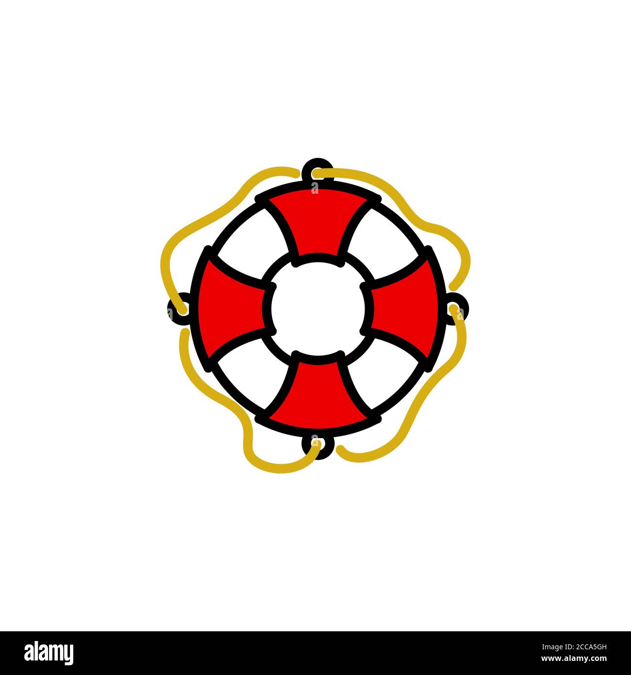 Icône vecteur linéaire de la bouée de sauvetage. signe fin de la ligne de l'anneau de sécurité et SOS. Symbole de contour de la bouée de vie. Logo économiseur de vie simple couleur sur blanc. Icône d'aide ou d'écorçage Illustration de Vecteur