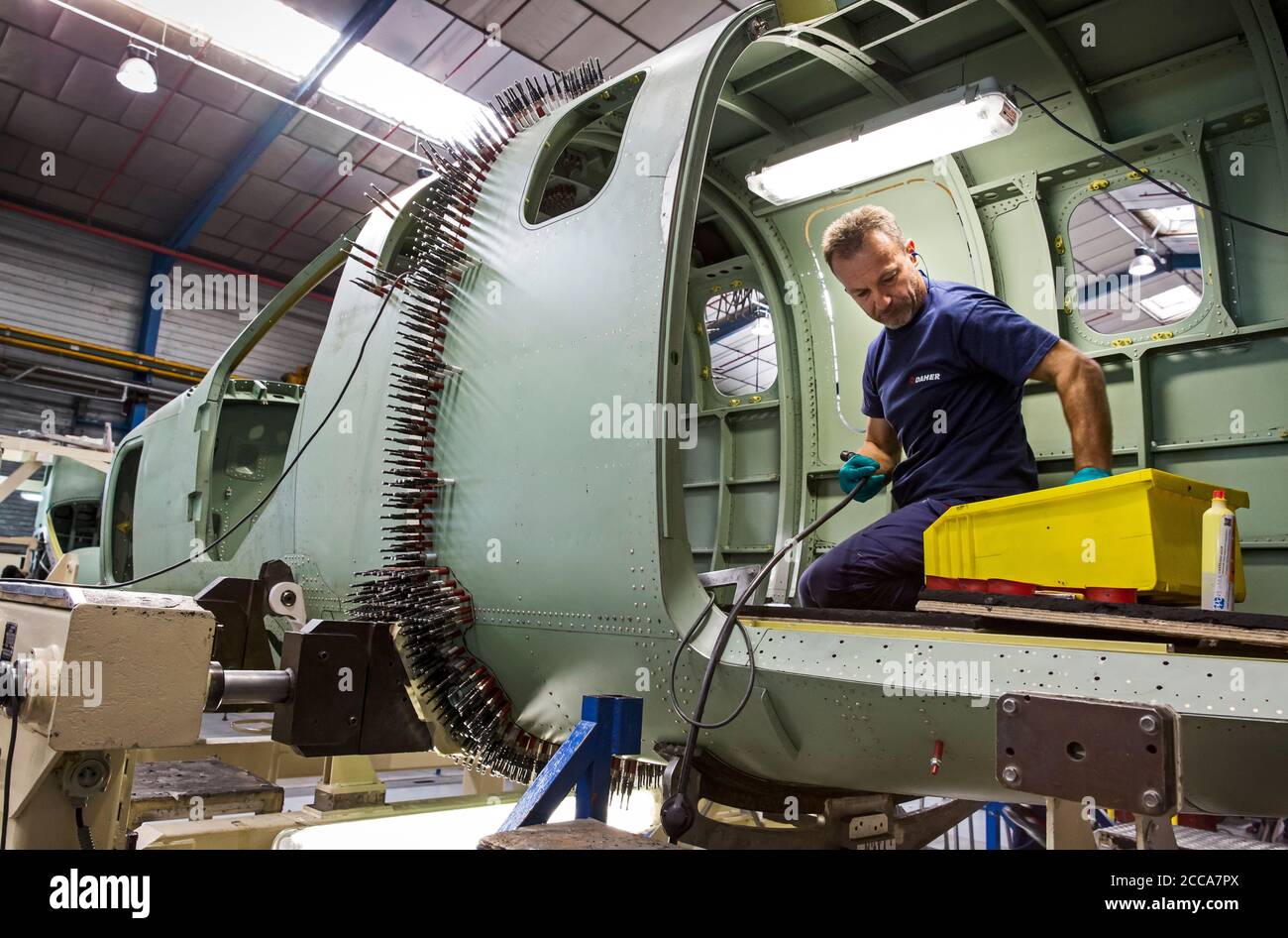 Production d'avions de la Socata TBM 900 et 950 dans l'usine d'avions Daher-Socata à l'aéroport de Tarbes Sud-France. Banque D'Images