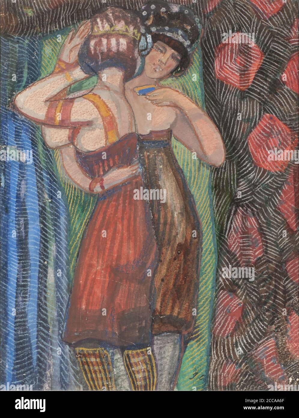 Deux femmes. Musée : COLLECTION PRIVÉE. Auteur: Sergei Yurievitch Sudeykin. Banque D'Images