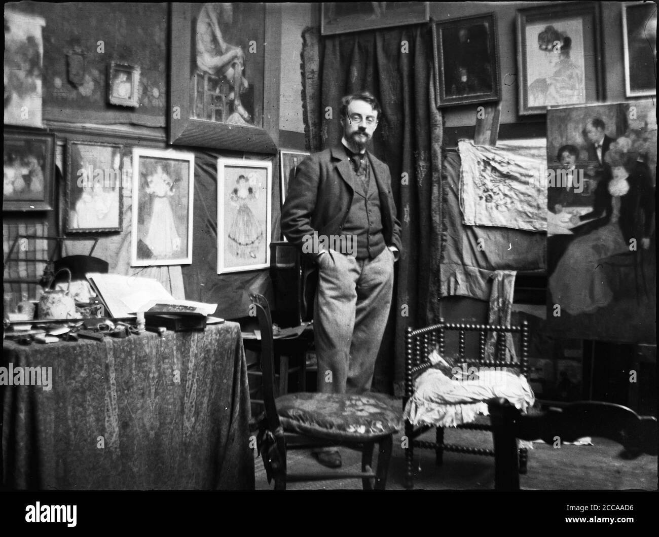 Henri Matisse dans l'atelier d'Henri Evenepoel. Musée : COLLECTION PRIVÉE. AUTEUR: HENRI JACQUES EDOUARD EVENEPOEL. Banque D'Images