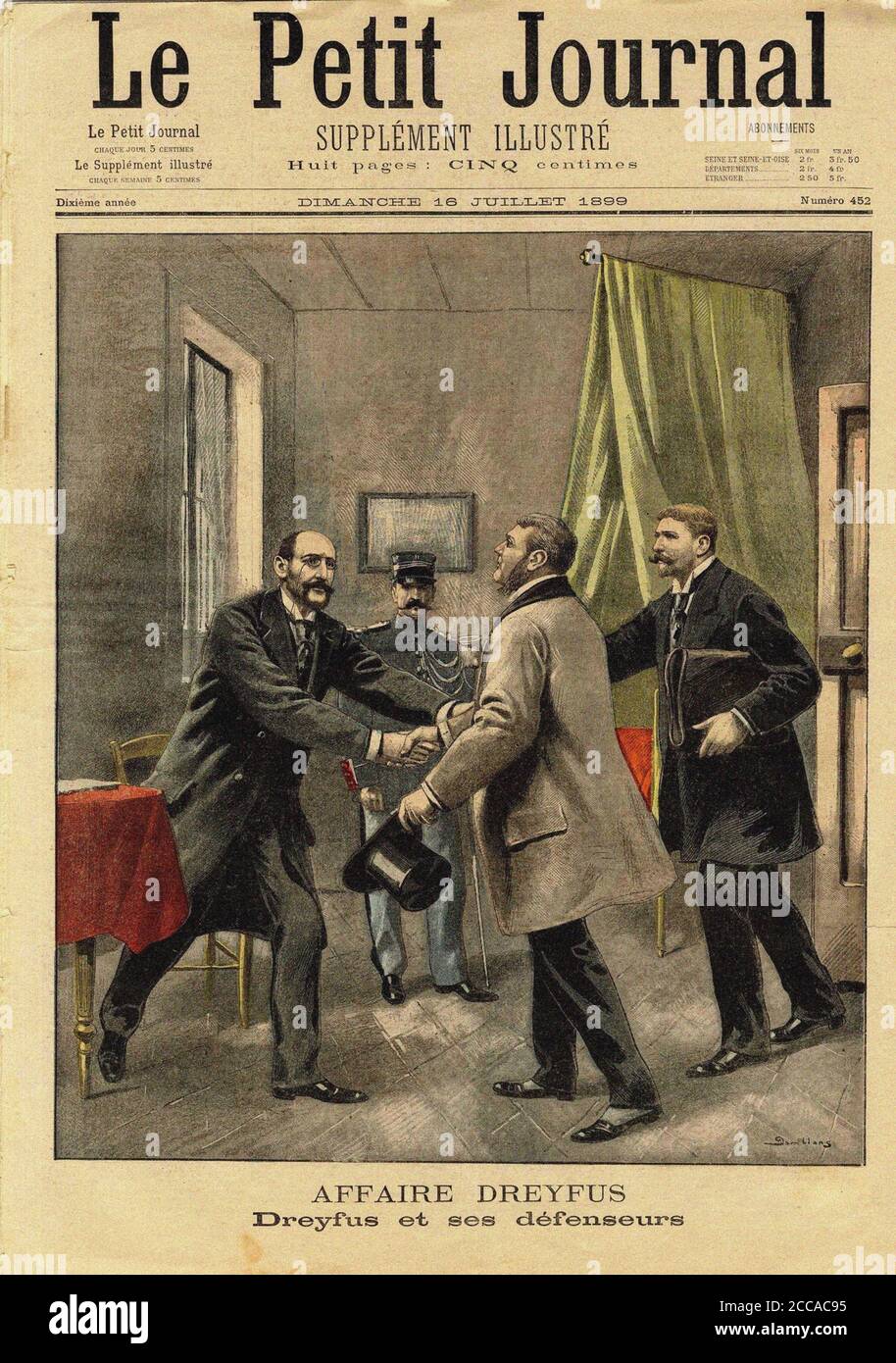 Le petit Journal concernant l'affaire Dreyfus. Musée : COLLECTION PRIVÉE. Auteur: EUGENE DAMBLANs. Banque D'Images