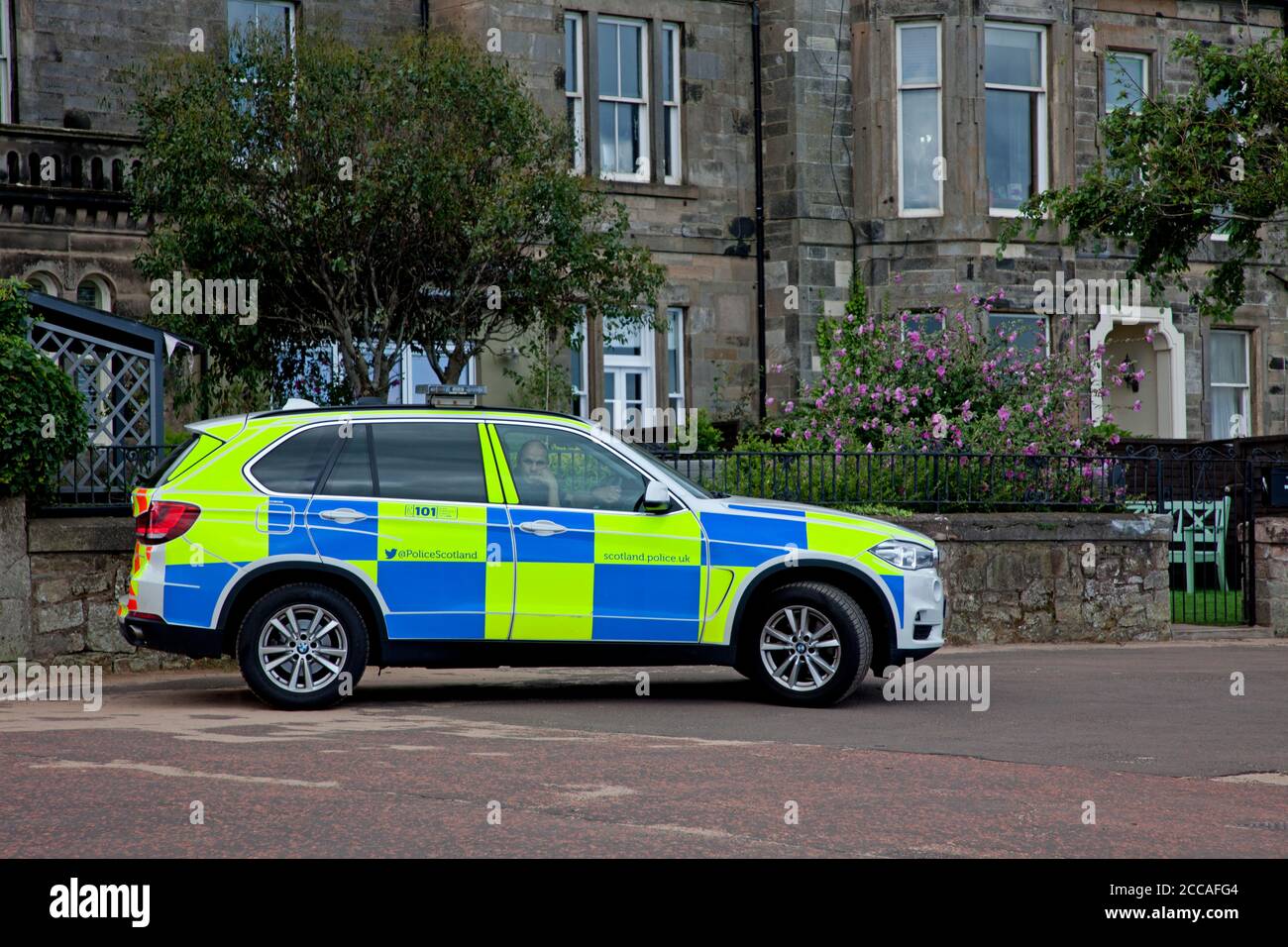 Portobello, Édimbourg, Écosse, Royaume-Uni. 20 août 2020. La police effectue toujours des patrouilles de routine sur la promenade. Banque D'Images