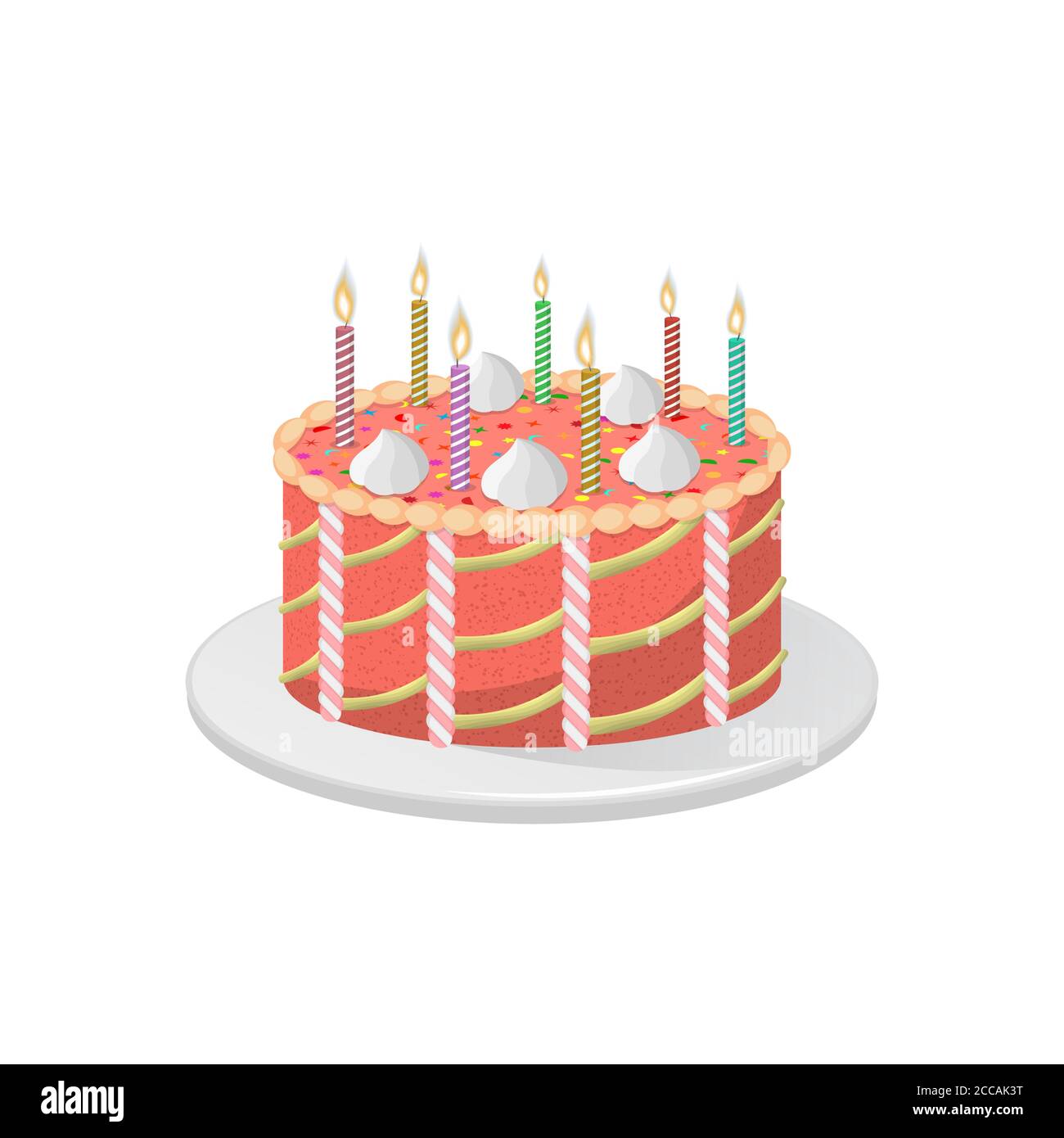 Gateau D Anniversaire De Fete Avec Bougies Allumees Cadeau D Anniversaire 3d Isometrie Un Element Pour La Conception Illustration Vectorielle Dans Un Style Plat Image Vectorielle Stock Alamy