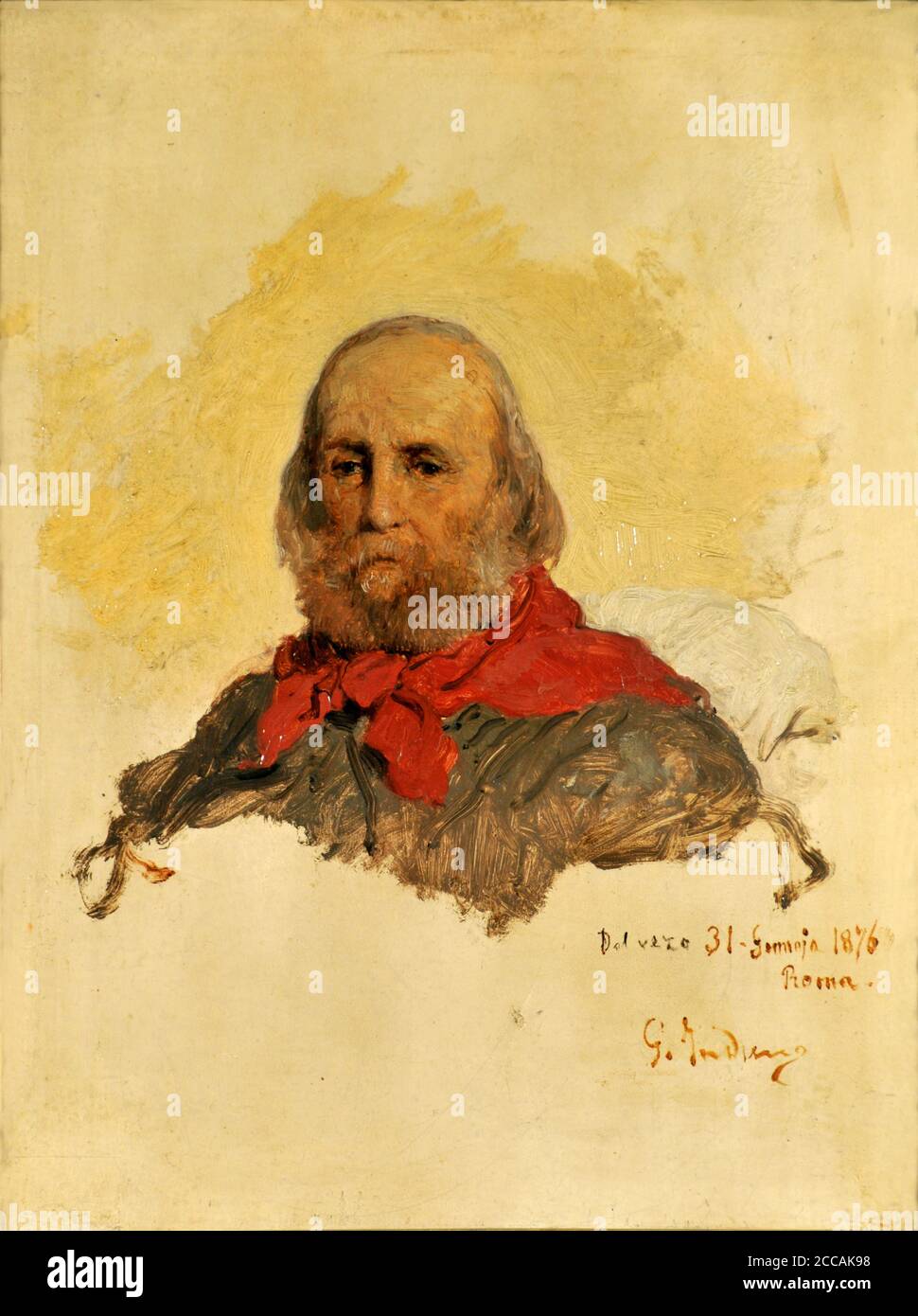 Portrait de Giuseppe Garibaldi (1807-1882). Musée : Galleria nazionale d'arte moderna Rome. Auteur: GEROLAMO INDUNO. Banque D'Images
