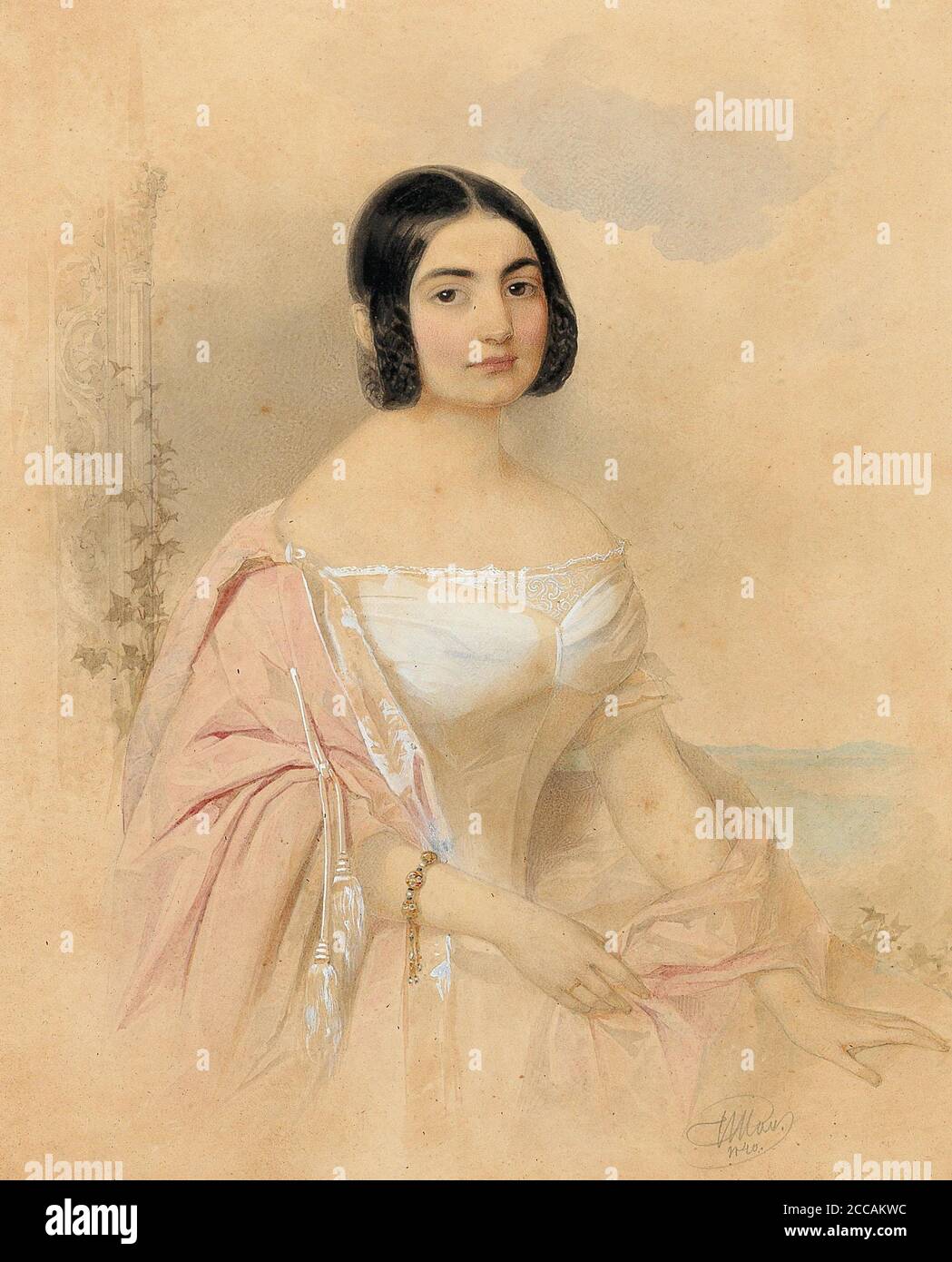 Portrait de la comtesse Marie von Tattenbach, née von Lion. Musée : COLLECTION PRIVÉE. Auteur: Hau (Gau), Vladimir (Woldemar) Ivanovich. Banque D'Images