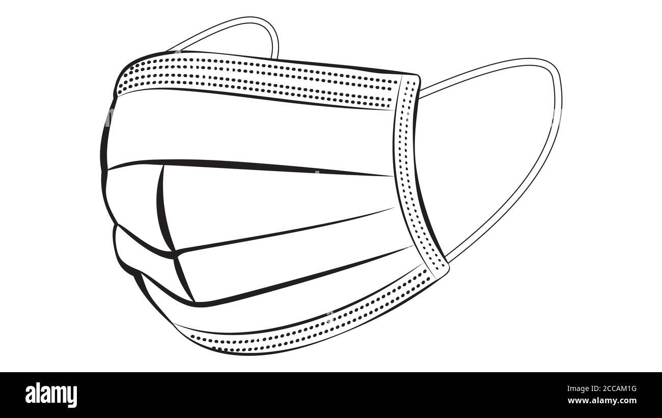 Masque de protection jetable, masque chirurgical dessin d'illustration  Image Vectorielle Stock - Alamy