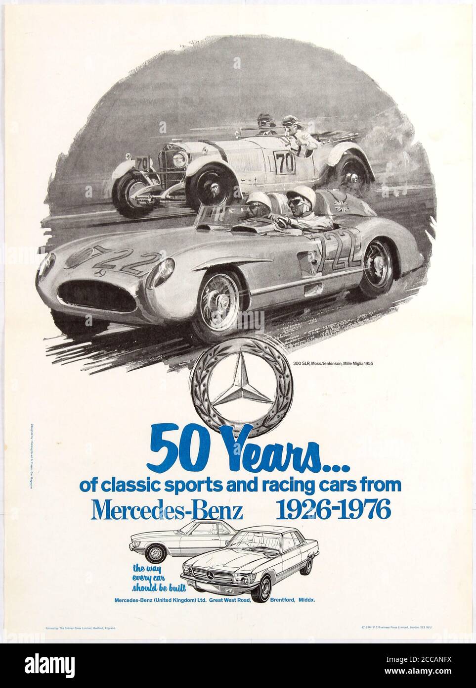 Affiche Pour Les 50 Ans D Anniversaire Des Voitures De Sport Et De Course Classiques De Mercedes Benz Musee Collection Privee Auteur Anonyme Photo Stock Alamy