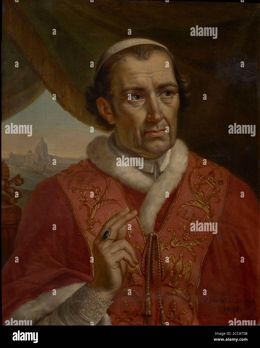 Portrait du Pape Léon XII (1760-1829). Musée : Grootséminarie Mechelen. Auteur: CHARLES PICQUE. Banque D'Images