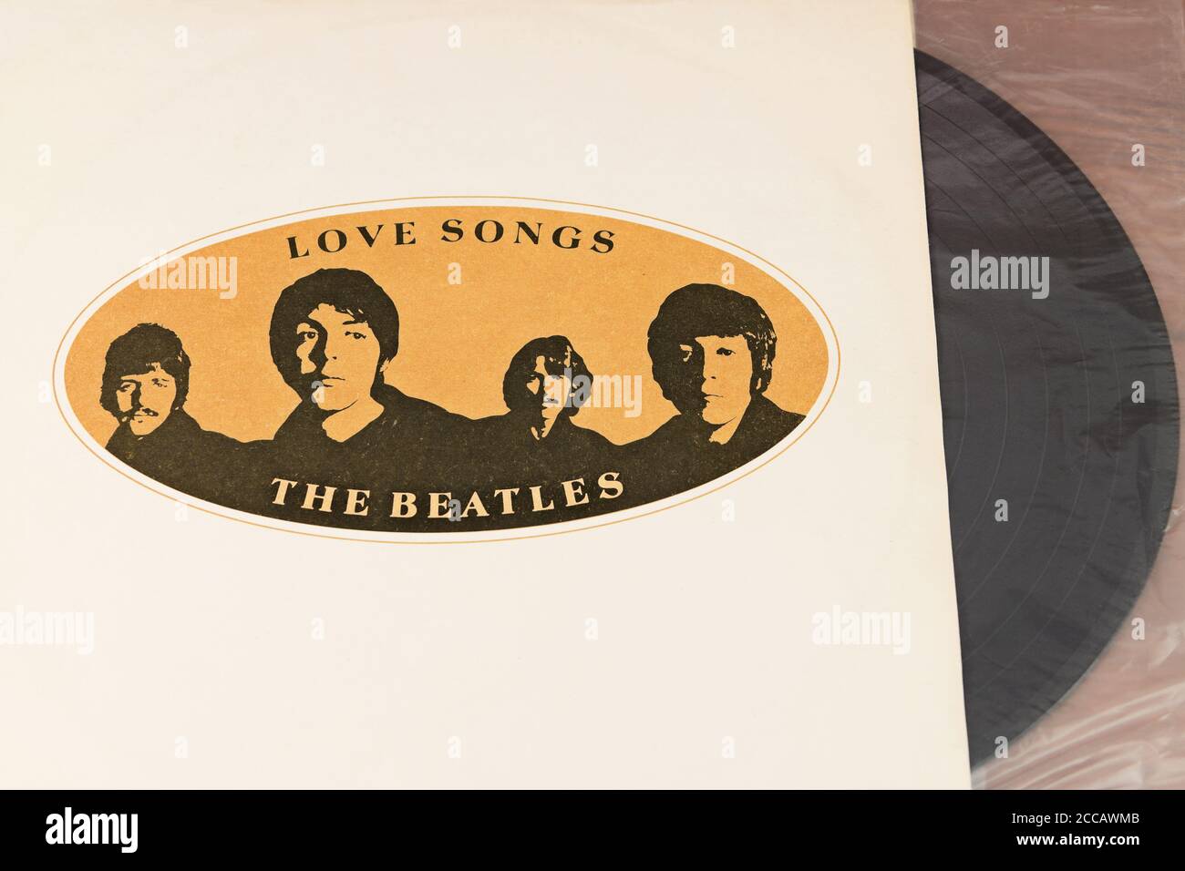 Disques musicaux de vinyle vintage des Beatles, 1977, Bulgarie Banque D'Images