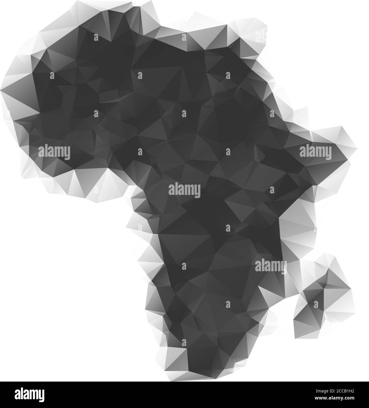 Carte poly basse de l'Afrique. Illustration vectorielle mosaïque de triangles en nuances de gris Illustration de Vecteur