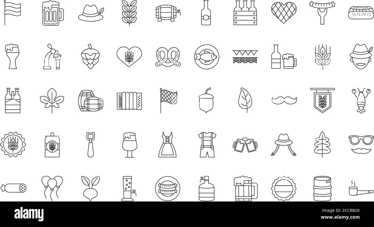 lot de cinquante icônes de jeu oktoberfest illustration vectorielle Illustration de Vecteur