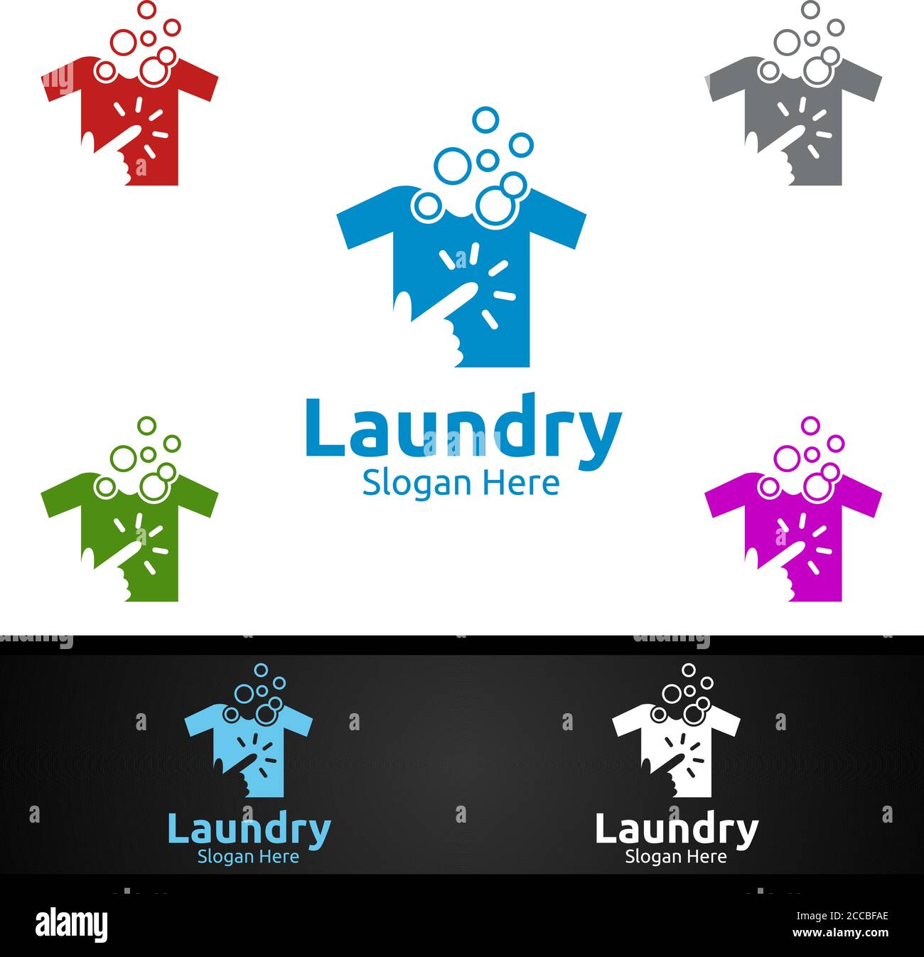 Logo des nettoyeurs à sec pour la lessive avec concept vêtements, eau et lavage Illustration de Vecteur