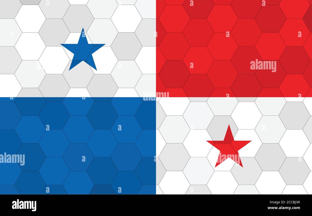 Illustration du drapeau Panama. Drapeau panaméen futuriste avec vecteur abstrait d'arrière-plan hexagonal. Le drapeau national du Panama symbolise l'indépendance. Illustration de Vecteur