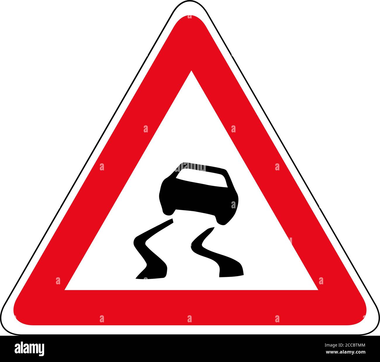 Vecteur de signalisation routière glissante. Tableau triangulaire rouge. Symboles de circulation routière. Illustration de Vecteur