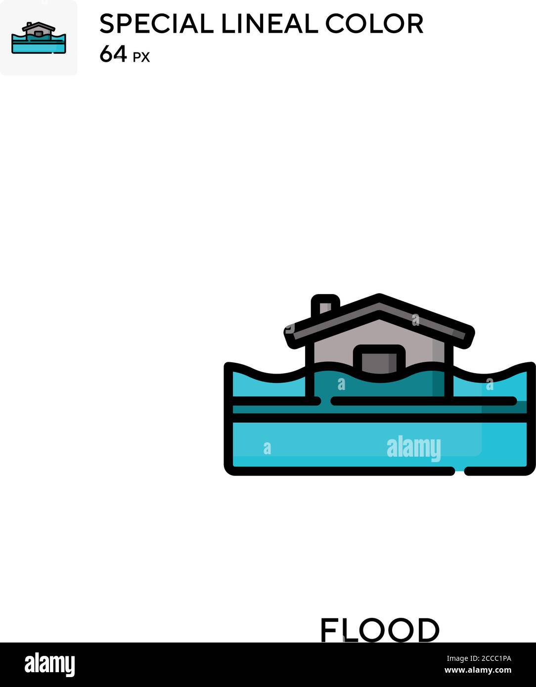 Icône de couleur de ligne spéciale Flood. Modèle de conception de symbole d'illustration pour élément d'interface utilisateur Web mobile. Pictogramme moderne de couleur parfaite sur contour modifiable. Illustration de Vecteur