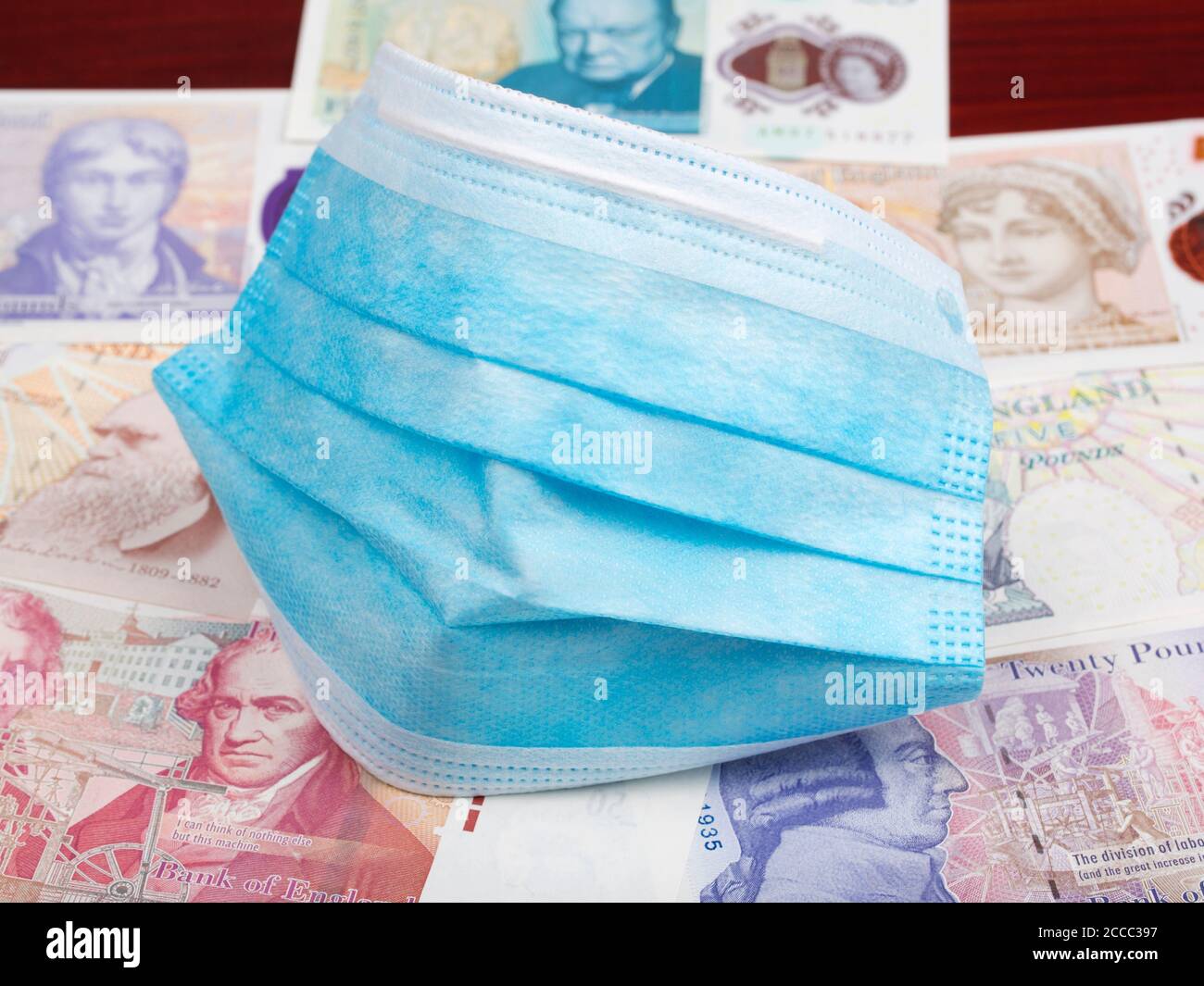Masque de protection sur un argent anglais Banque D'Images