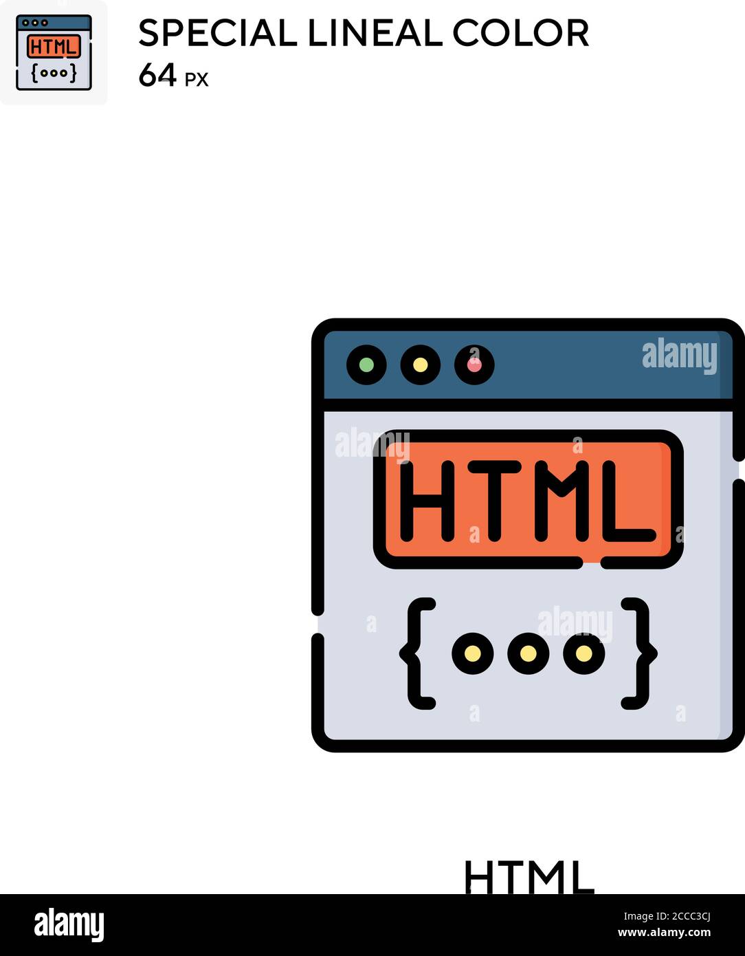 HTML icône de couleur de ligne spéciale. Modèle de conception de symbole d'illustration pour élément d'interface utilisateur Web mobile. Pictogramme moderne de couleur parfaite sur contour modifiable. Illustration de Vecteur